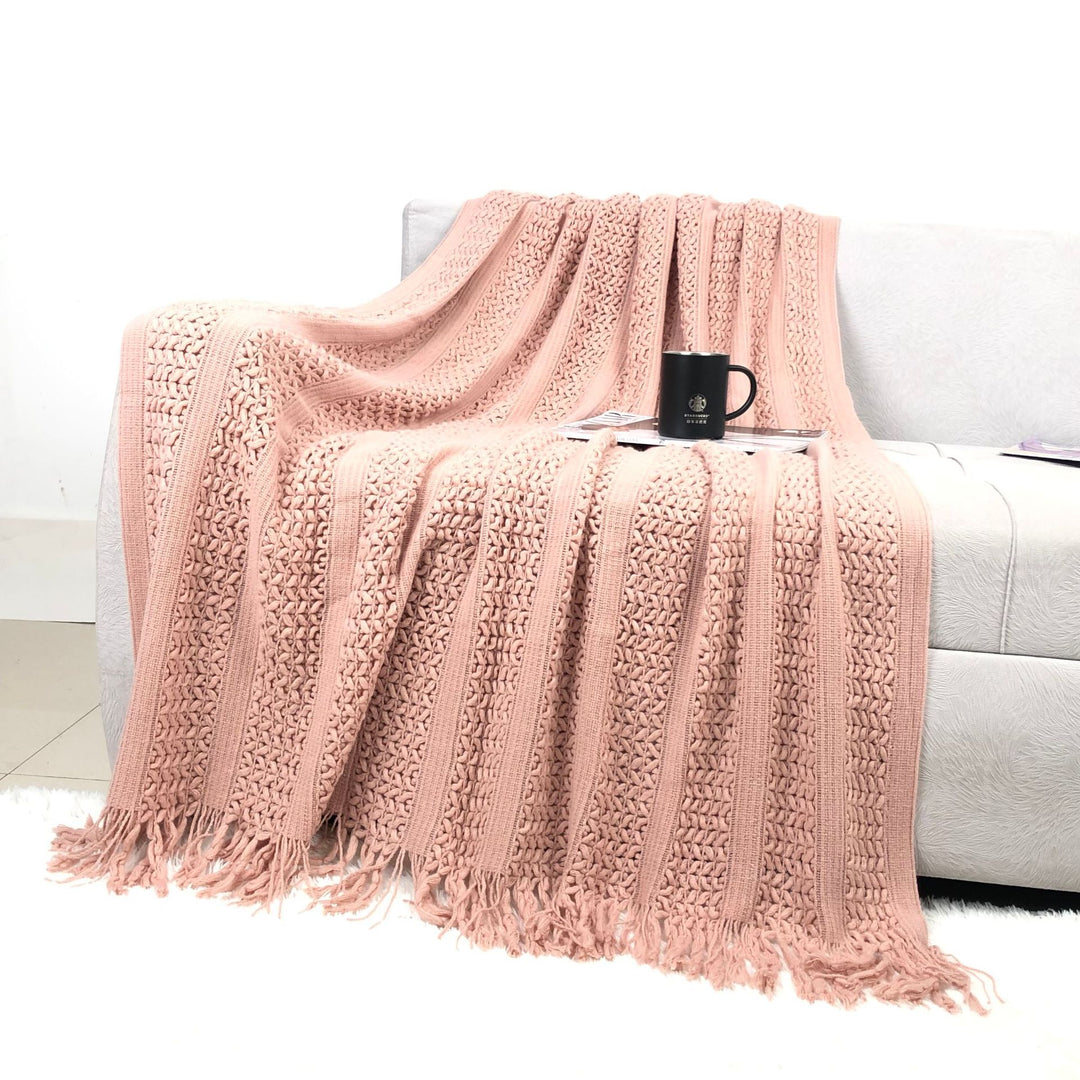 Handcrafted Textured Knit Throw Blanket Bowlift