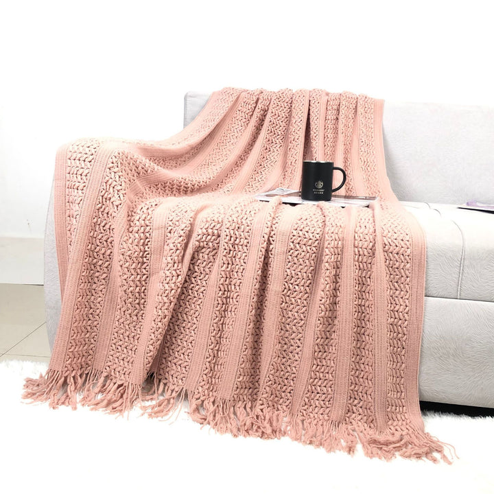 Textured Knit Throw Blanket Bowlift
