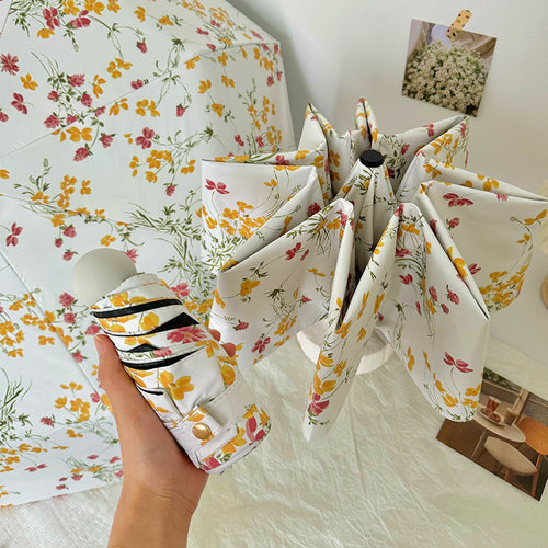 Women Foldable Sunshade with Flower Design Bowlift