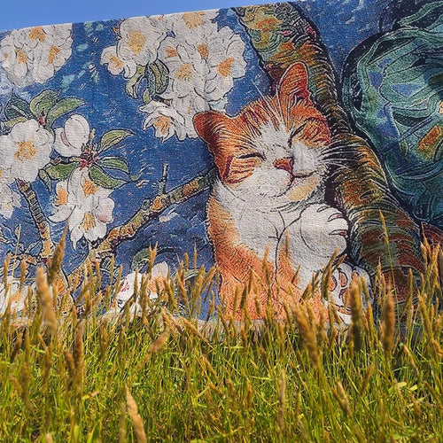 Artistic Cat-Themed Tapestry Throw Blanket