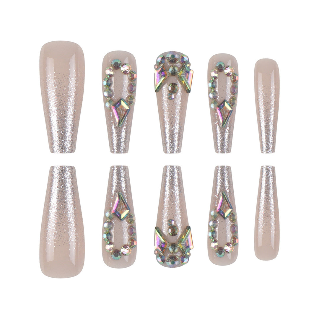 Rhinestone-Embellished Stiletto Press-On Nails Bowlift