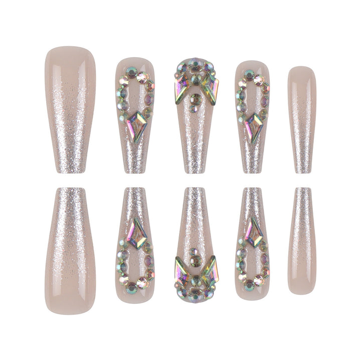 Rhinestone-Embellished Stiletto Press-On Nails Bowlift