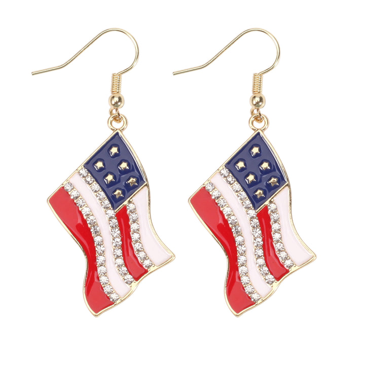 Women's filigree earrings in flag design with crystal stripes and enamel trim Bowlift