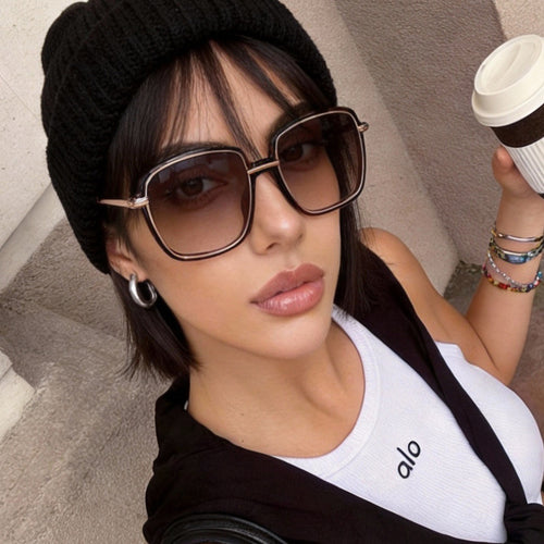 Women's square sunglasses with high-quality plastic frame and UV protection Bowlift