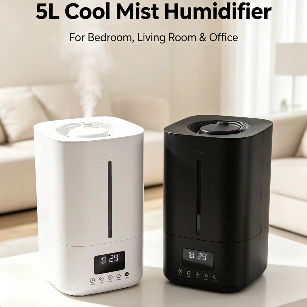 Five liter cool mist ultrasonic humidifier with LED display, programmable timer and ultra-quiet operation Bowlift