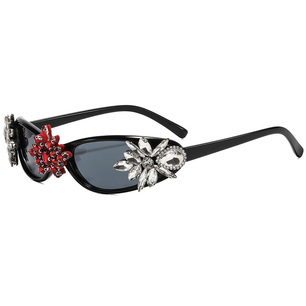 Ladies Glamorous Designer Sunglasses with Floral Accents Bowlift