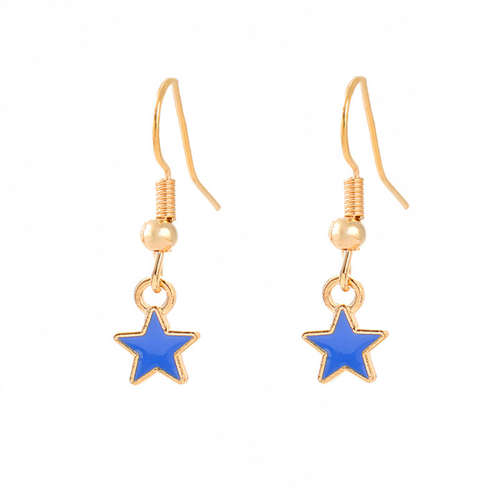 Women nan enamel horseshoe earrings with star motif and fishhook closure Bowlift