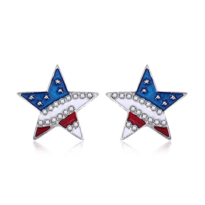 Women's lightweight star earrings with enamel flag design and fishhook Bowlift