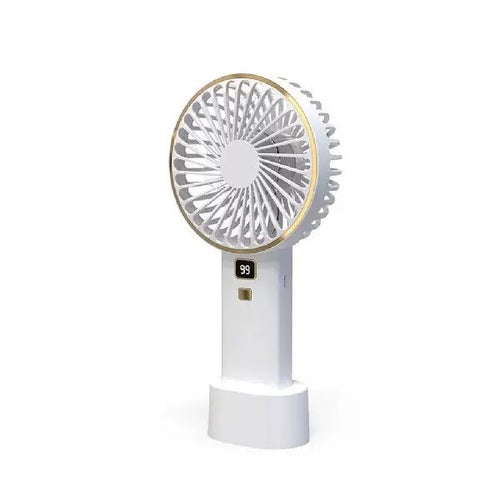 Unisex One Size compact rechargeable portable fan with digital battery level indicator and charging station Bowlift