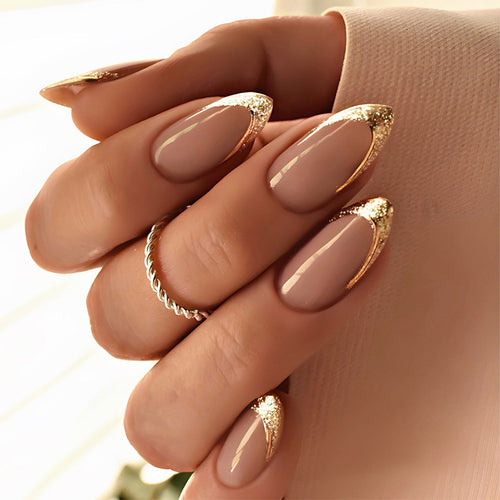 Elegant Stiletto Press-On Nail Set with Glittering Design Bowlift