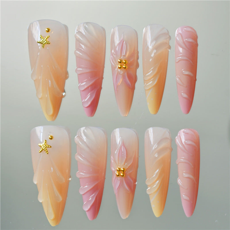 Floral 3D Decorative Press-On Nail Art Bowlift