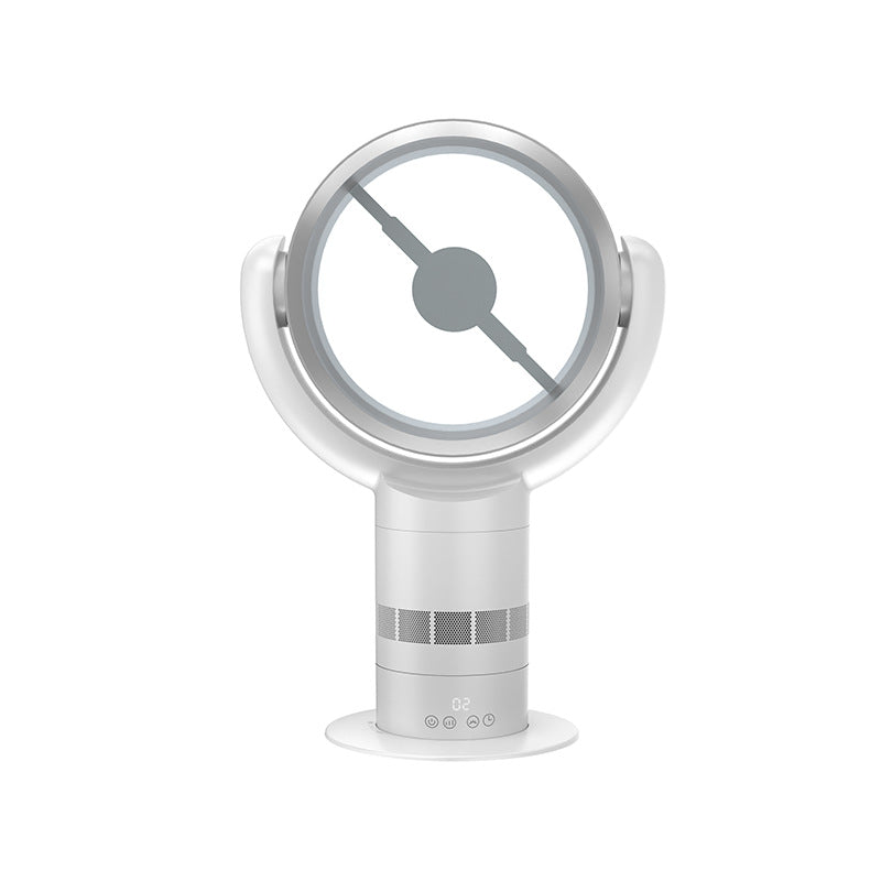 Cooling bladeless tabletop fan with digital touch controls and oscillation Bowlift