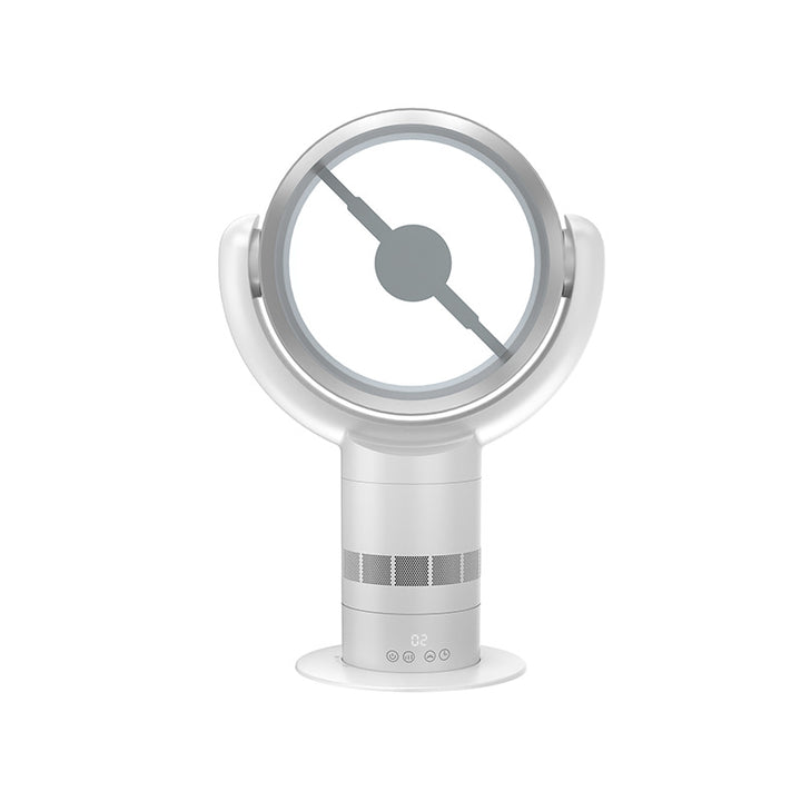 Cooling bladeless tabletop fan with digital touch controls and oscillation Bowlift