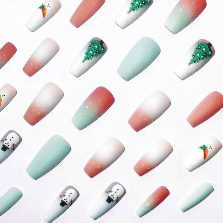 Artificial nails with winter snowman design Bowlift