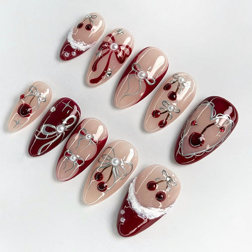 Festive Decorative Press-On Nail Set Bowlift