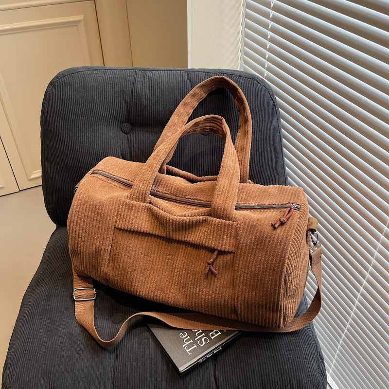 Sporty Travel Bag Made of Soft Cord Material with Adjustable Shoulder Strap Bowlift