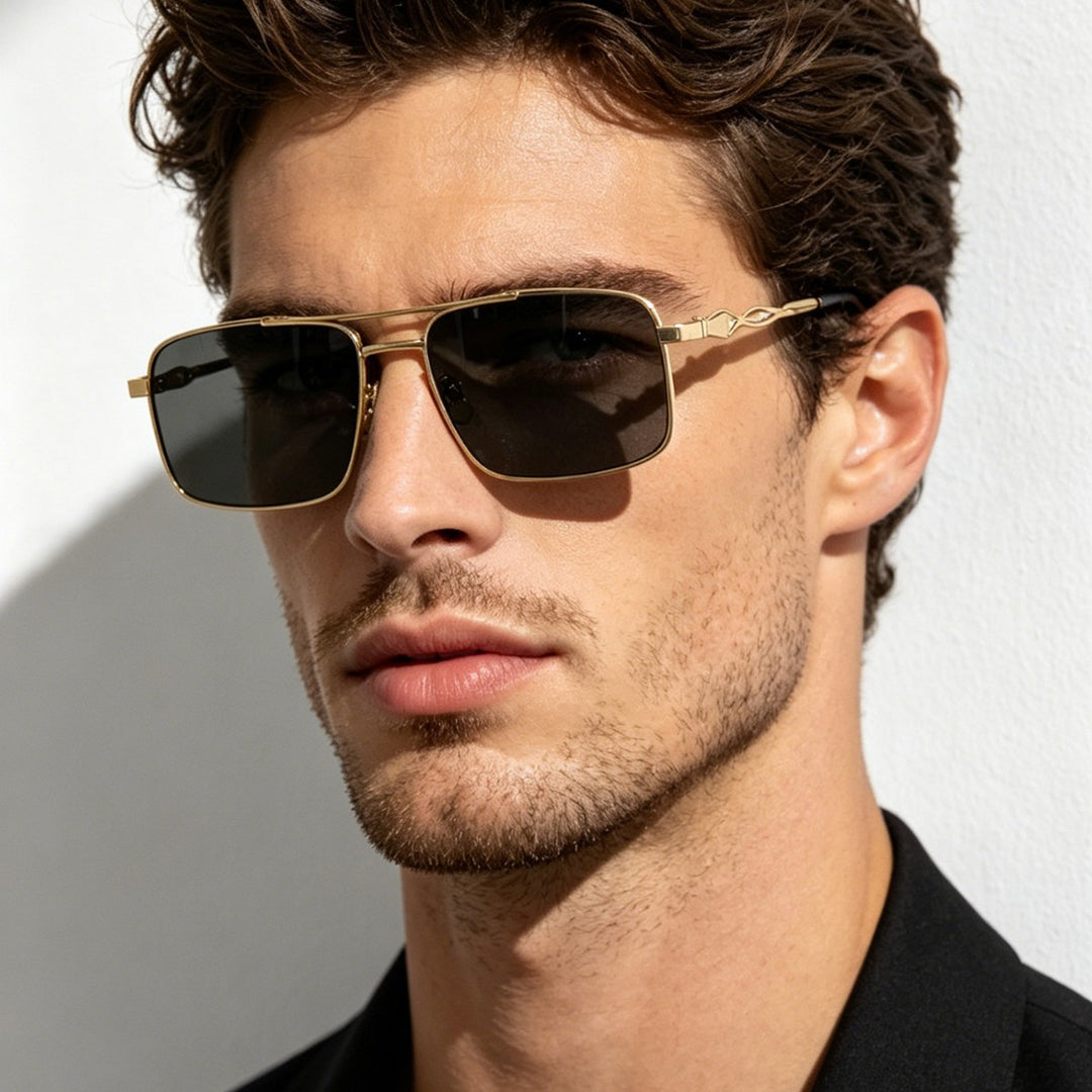 Women's sunglasses with trendy rectangular frame and yellow lenses Bowlift