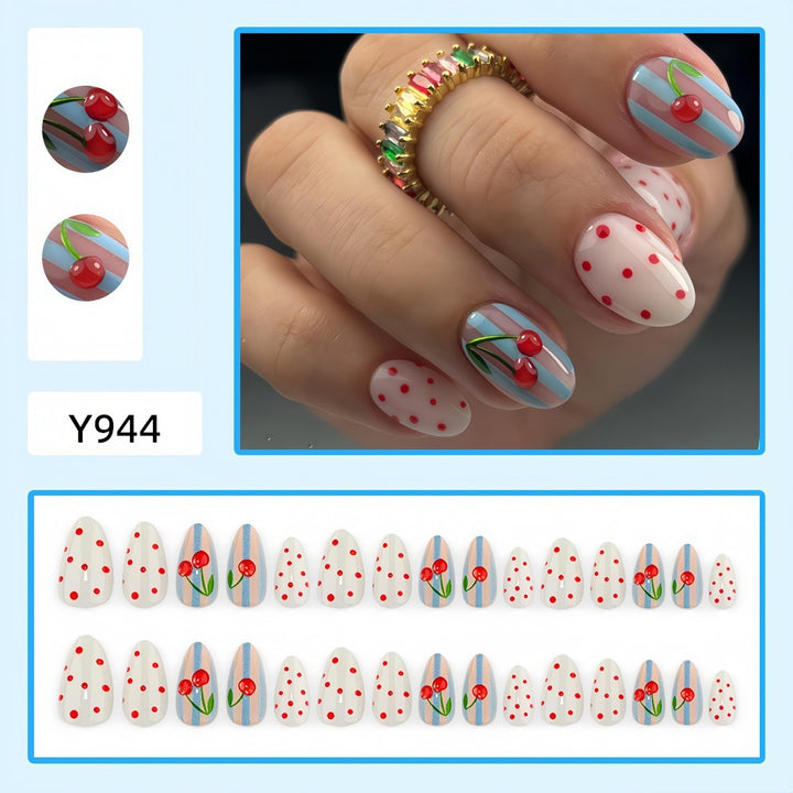 Artful Nail Art with Cherry Motifs Bowlift