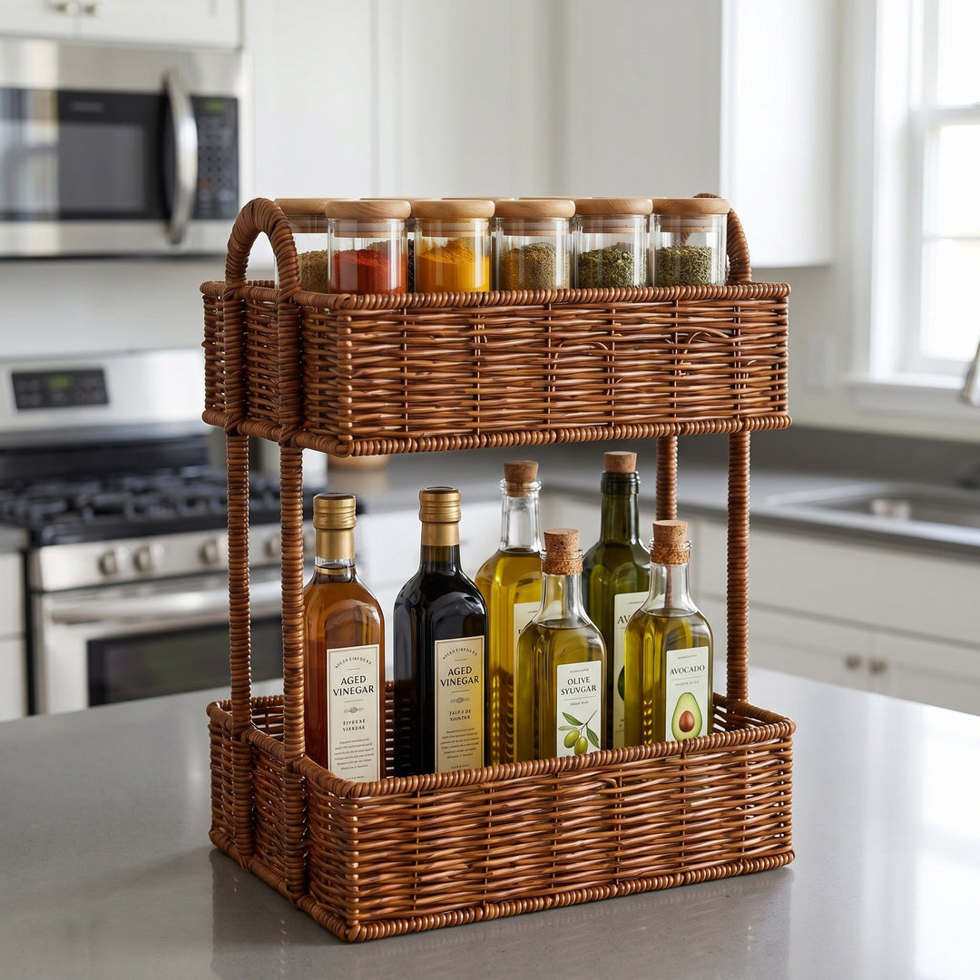 Bathroom shelf entirely made of rattan Bowlift