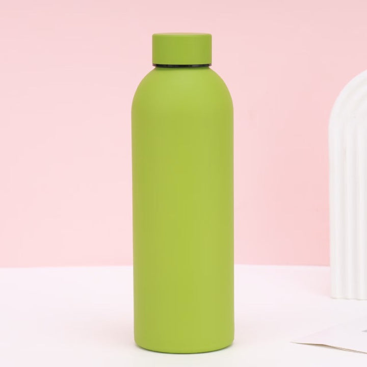 Unisex double-walled stainless steel water bottle with matte powder coating, non-slip surface and leak-proof screw cap Bowlift