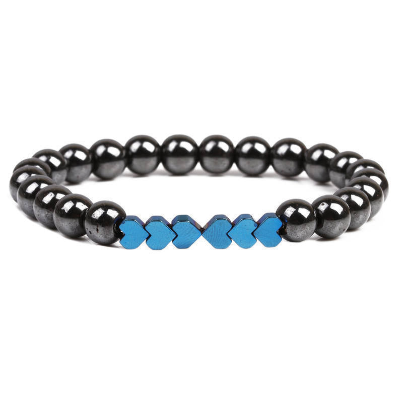 Natural Stone Beaded Bracelet with Heart Accents Bowlift