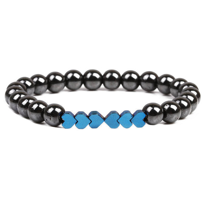 Natural Stone Beaded Bracelet with Heart Accents Bowlift