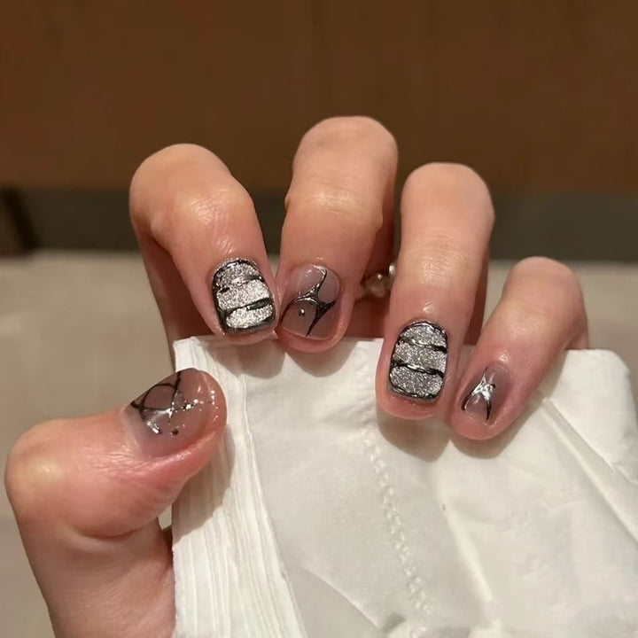 Elegant Abstract Press-On Nail Art Set Bowlift