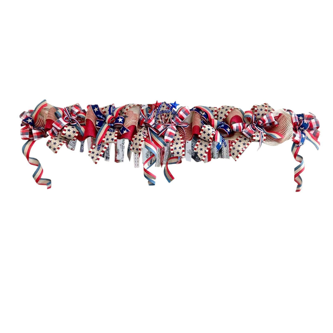 Unisex decorative garland made of jute and bows with star applications 90cm Bowlift