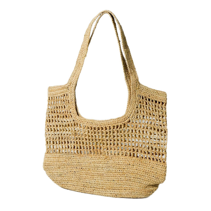 Hand-knotted raffia bag with generous interior Bowlift