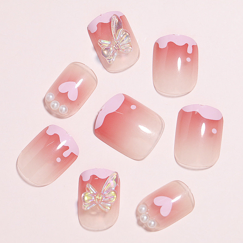 Romantic Heart Design Press-On Nail Set Bowlift