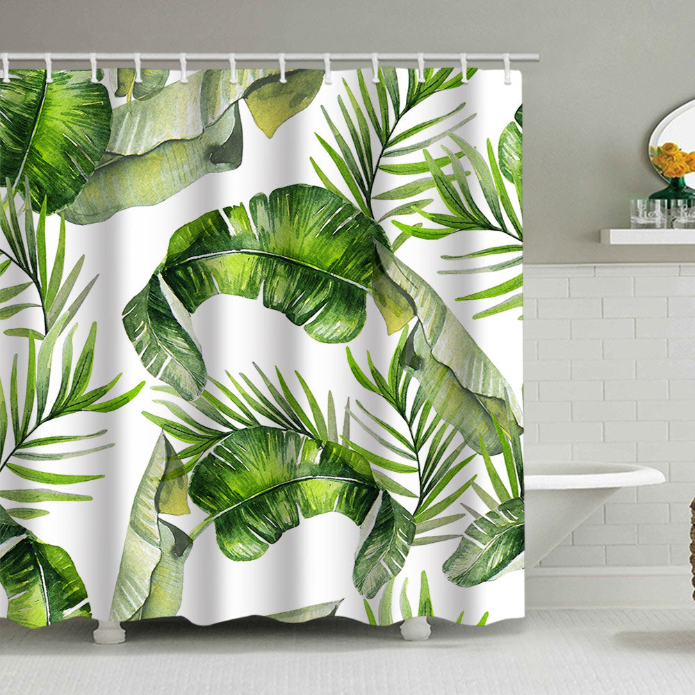 Botanical Leaf Pattern Shower Curtain Bowlift