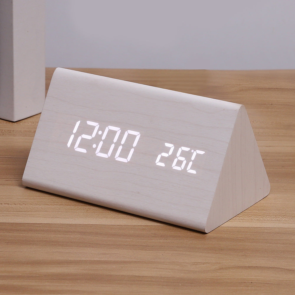 Modern Wooden LED Digital Alarm Clock with Temperature Humidity Display and Touch Controls Bowlift