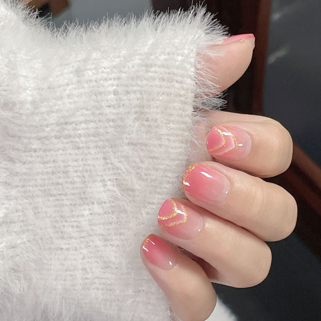 Artistic Bi-Colored Press-On Nails Bowlift