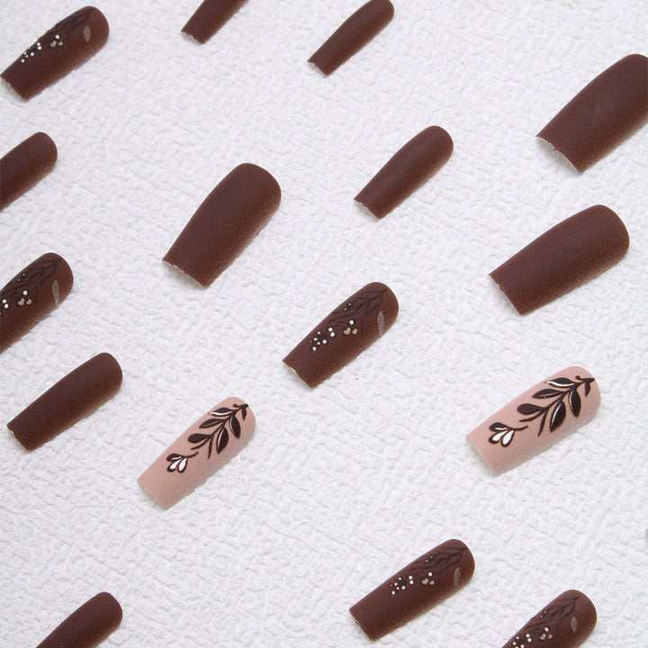 Elegant Floral Matte Press-On Nails Bowlift