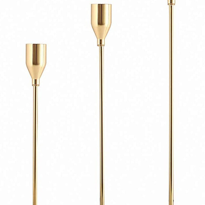 Modern Minimalist Taper Candle Holder Set with Polished Metal Finish Bowlift