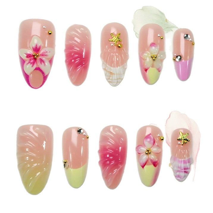 Artificial nails with floral 3D motifs Bowlift