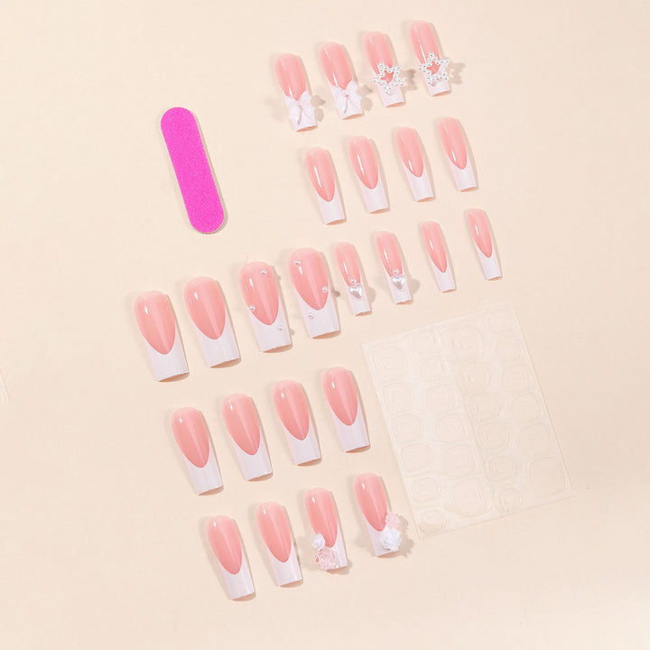 Artificial nail set with floral 3D decorations and elegant details Bowlift