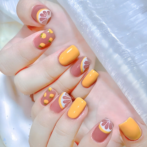 Artificial Nail Set with Fruity Lemon Design Bowlift