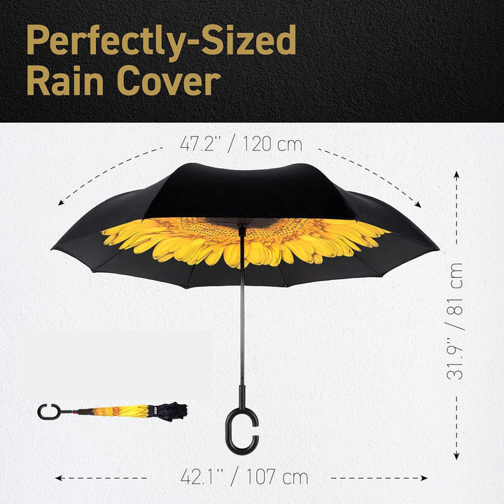 Ladies Automatic Umbrella with Elegant C-Handle Bowlift