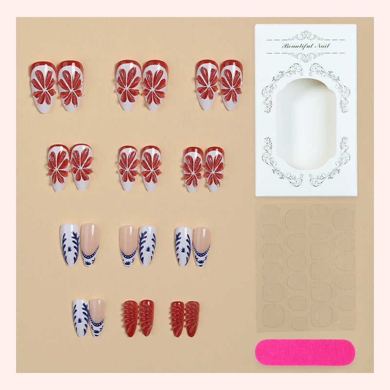 Artificial nail set with floral and elegant designs Bowlift
