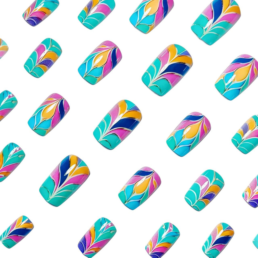 Artistic Colorful Leaf Design Nail Art Bowlift