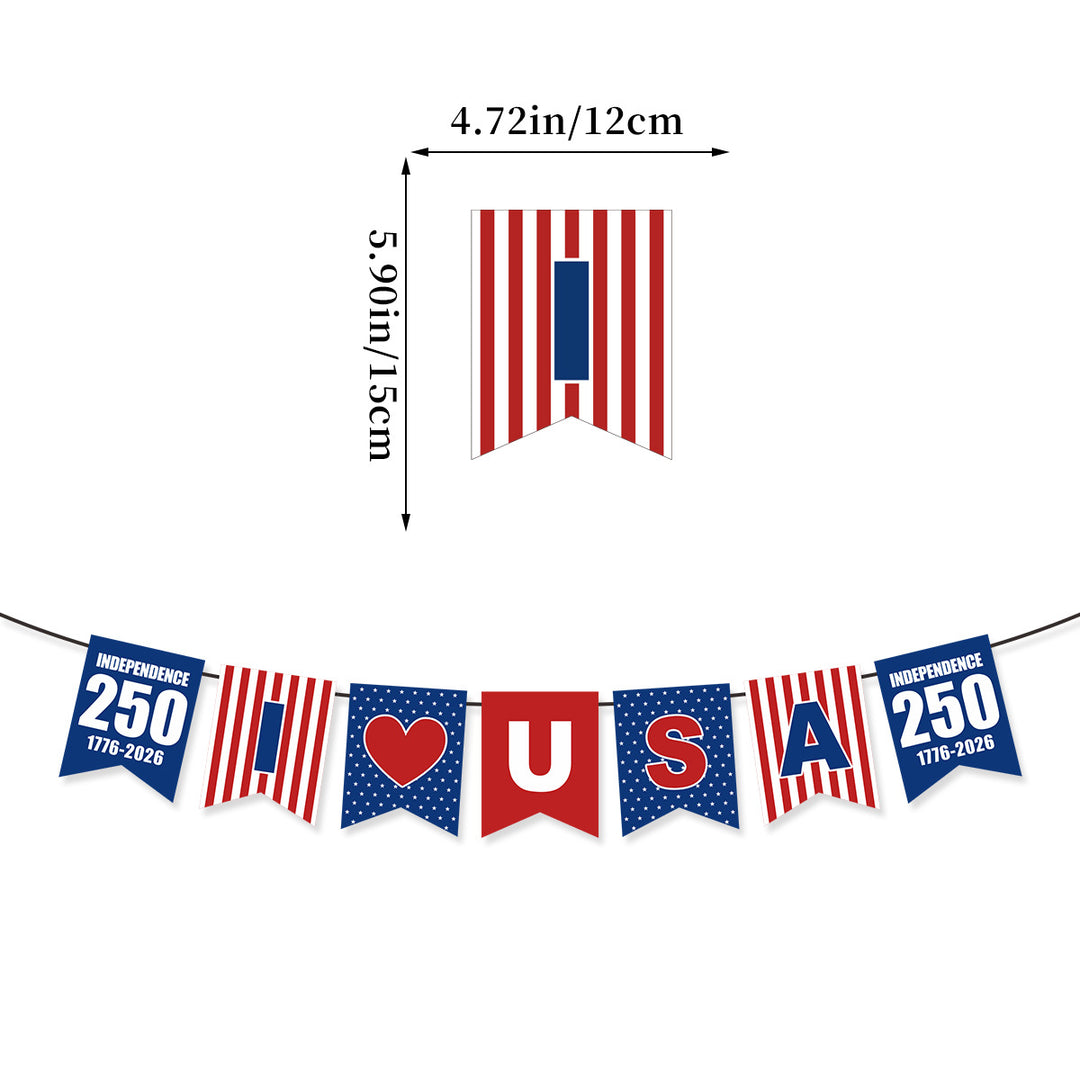 Unisex decorative pennant chain made of weatherproof polyester with star-and-stripe motif and robust attachment tape Bowlift