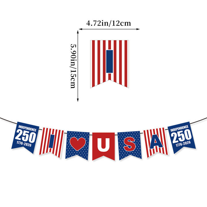 Unisex decorative pennant chain made of weatherproof polyester with star-and-stripe motif and robust attachment tape Bowlift