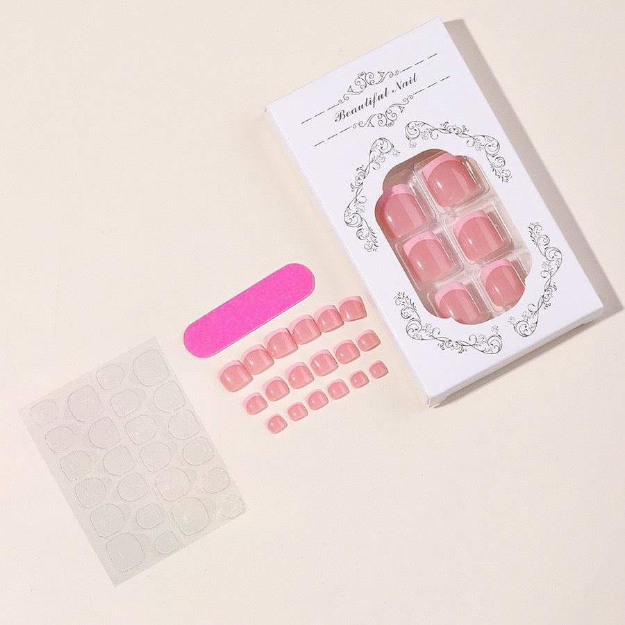 Nail art set with elegant French design and glitter accents Bowlift