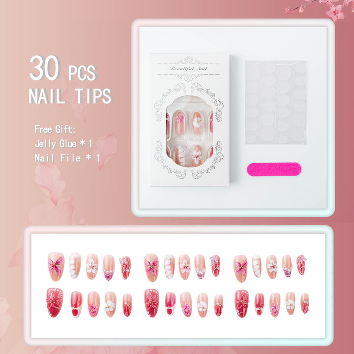 Creative Nail Art Set with Floral Accents Bowlift