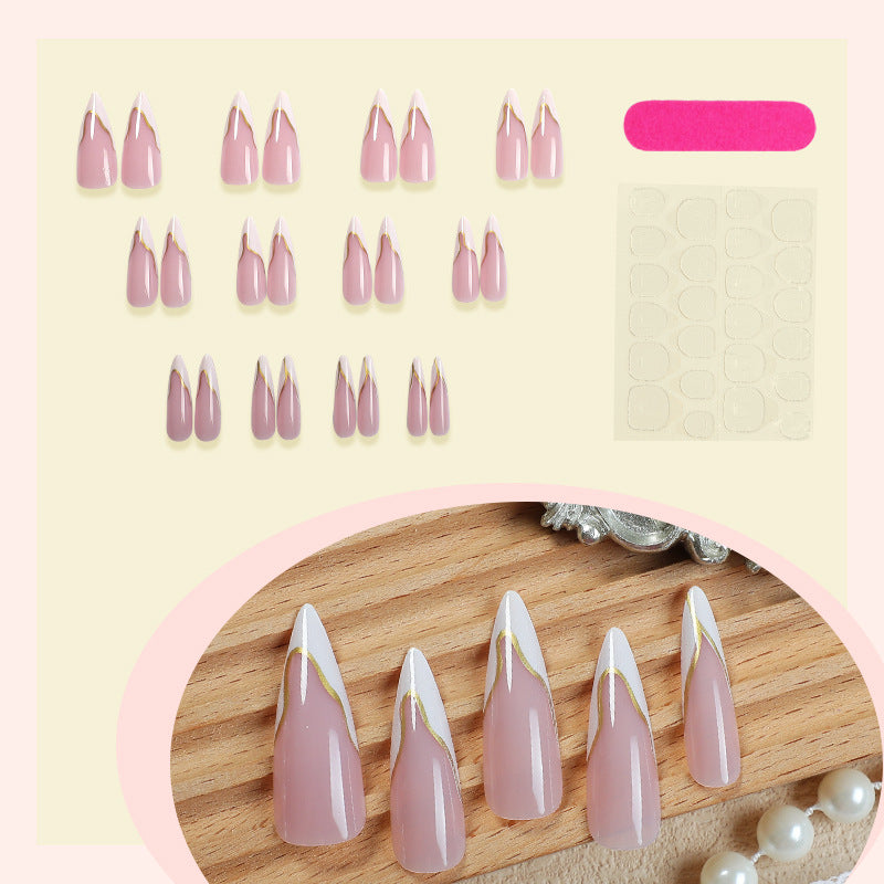 Premium Artistic Press-On Nail Set with Elegant Design Bowlift