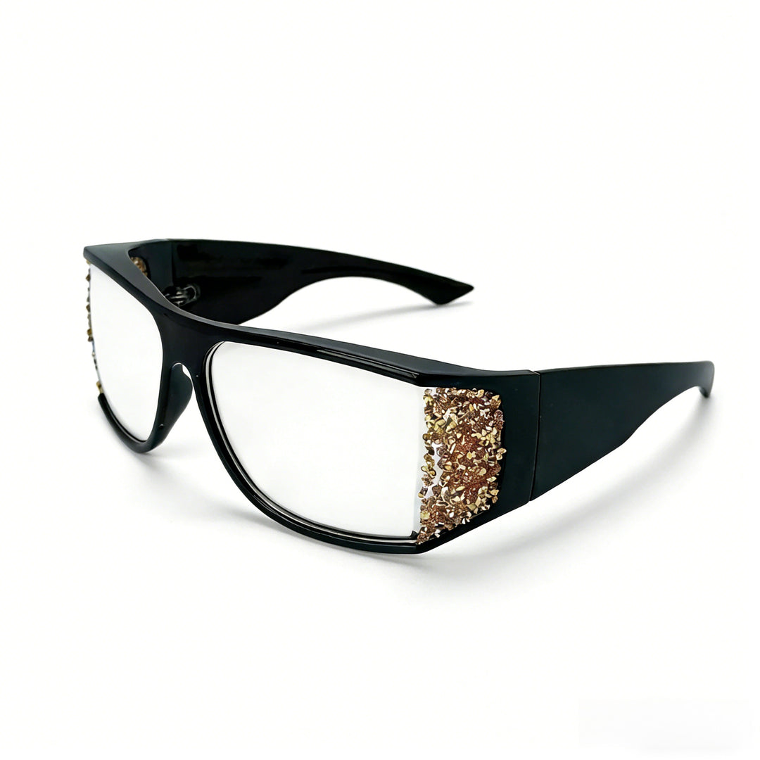 Women's Sporty Sunglasses with Sparkling Appliqués Bowlift