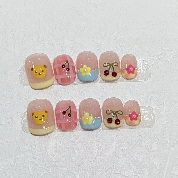 Whimsical Character Design Press-On Nail Set Bowlift