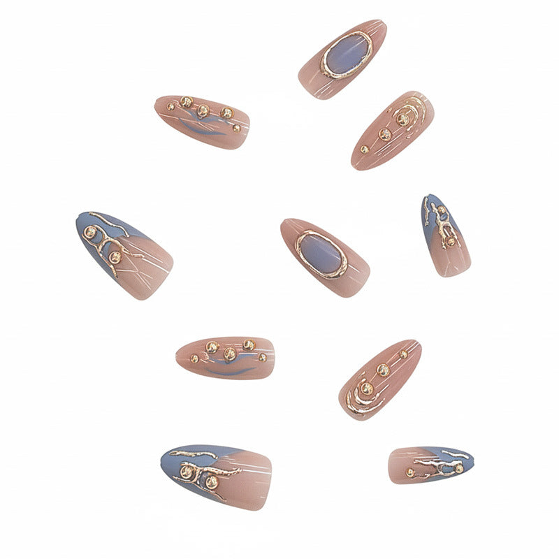 Artistic Metallic Press-On Nail Set Bowlift