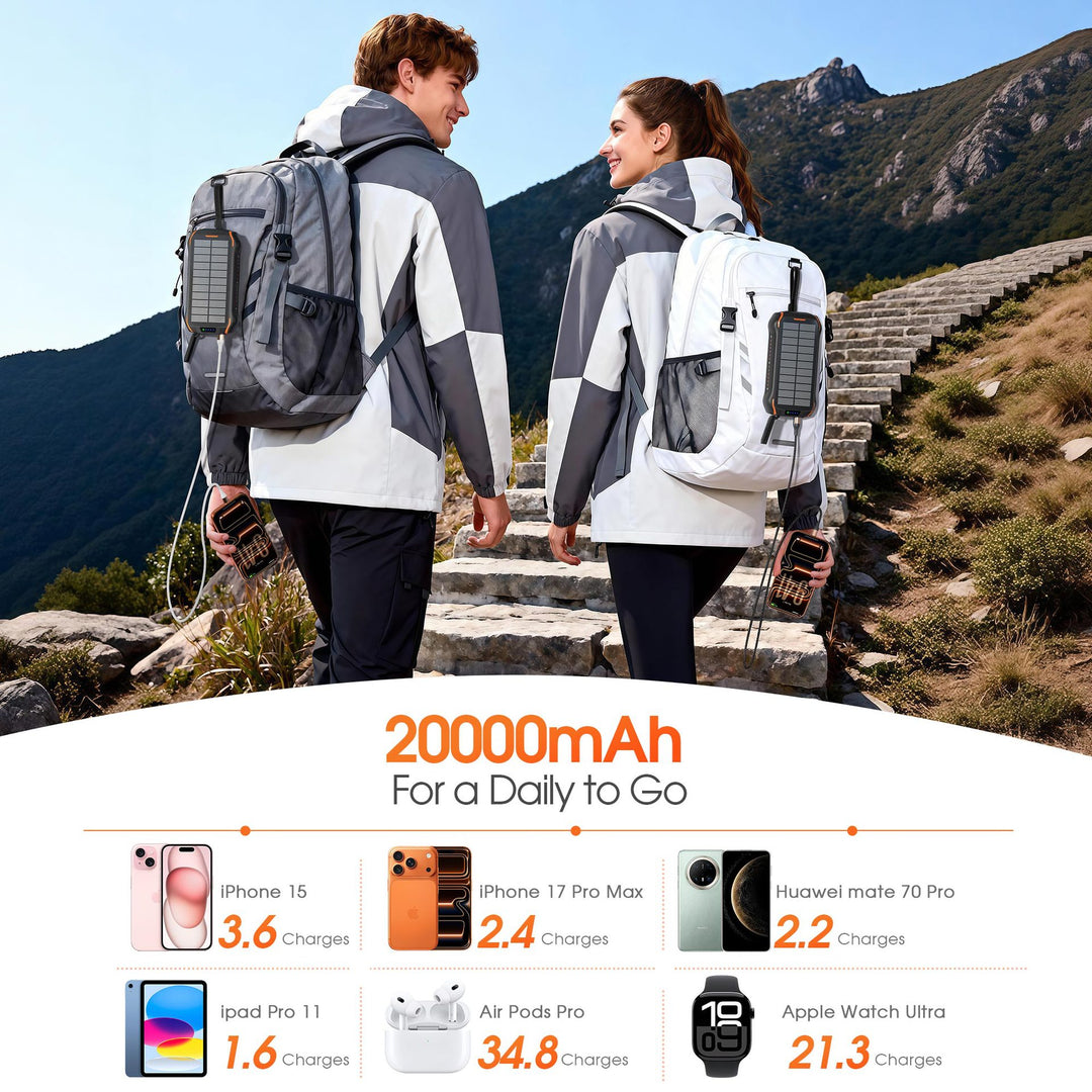 Portable solar power bank with multifunctional charging ports and robust housing Bowlift